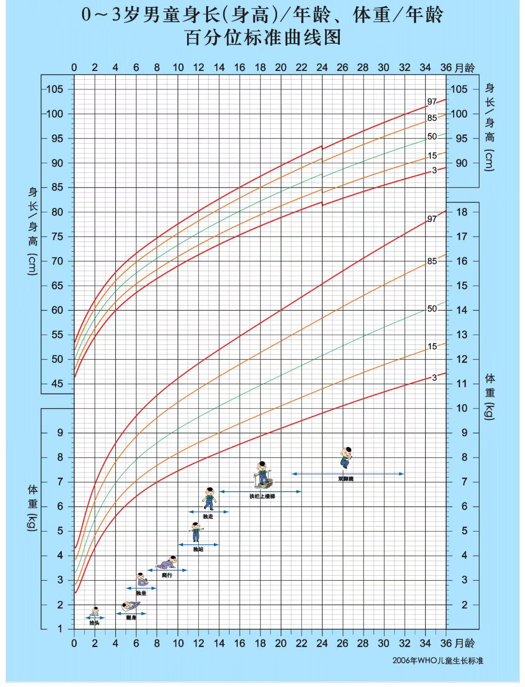0～３歲兒童生長發育監測圖