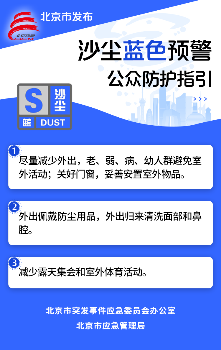 北京市氣象台發布沙塵藍色預警信號