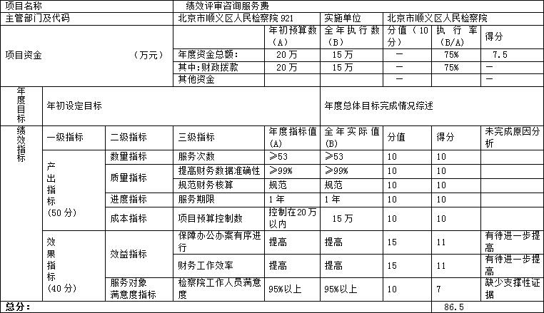 項目支出績效自評表