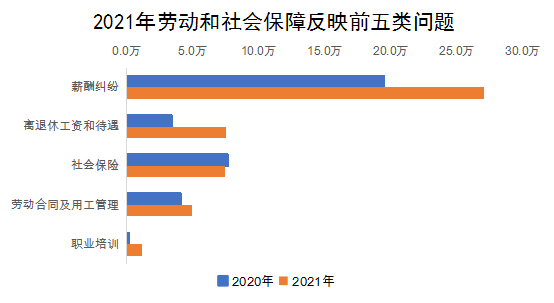 2021年勞動和社會保障反映前五類問題