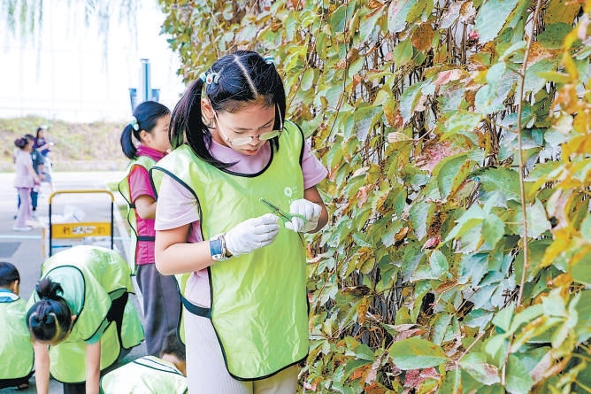 孩子們在北京科學中心參與戶外科學教育活動。