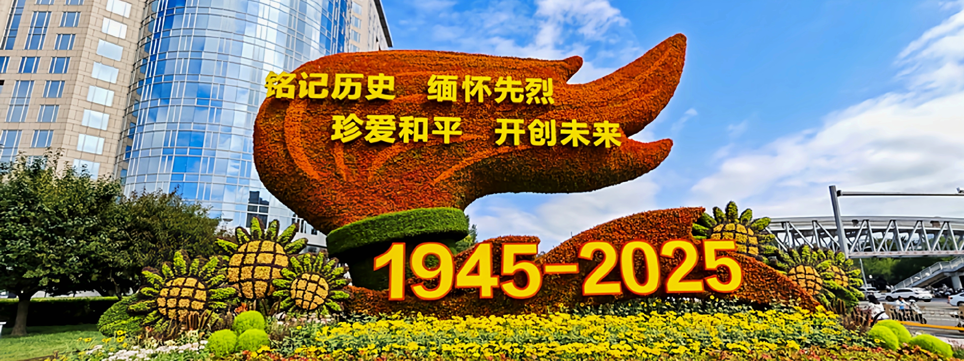 紀念抗戰勝利80周年主題花壇亮相