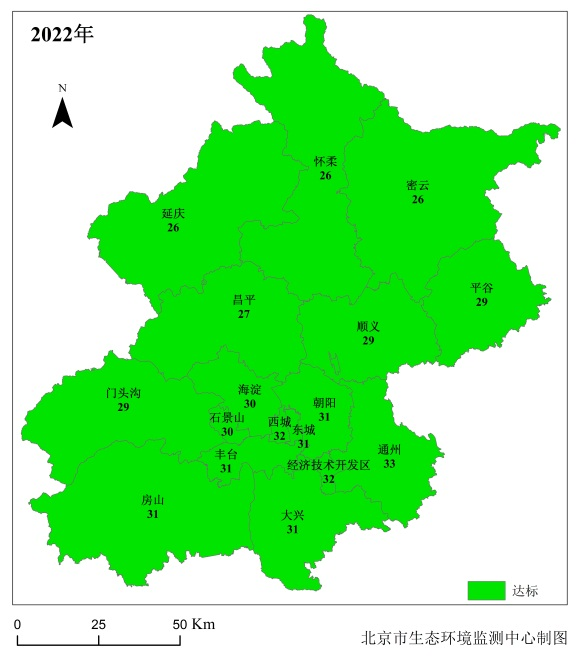 圖4 2022年各行政區PM2.5年均濃度