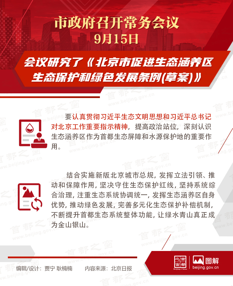 會議研究了《北京市促進生態涵養區生態保護和綠色發展條例(草案)》