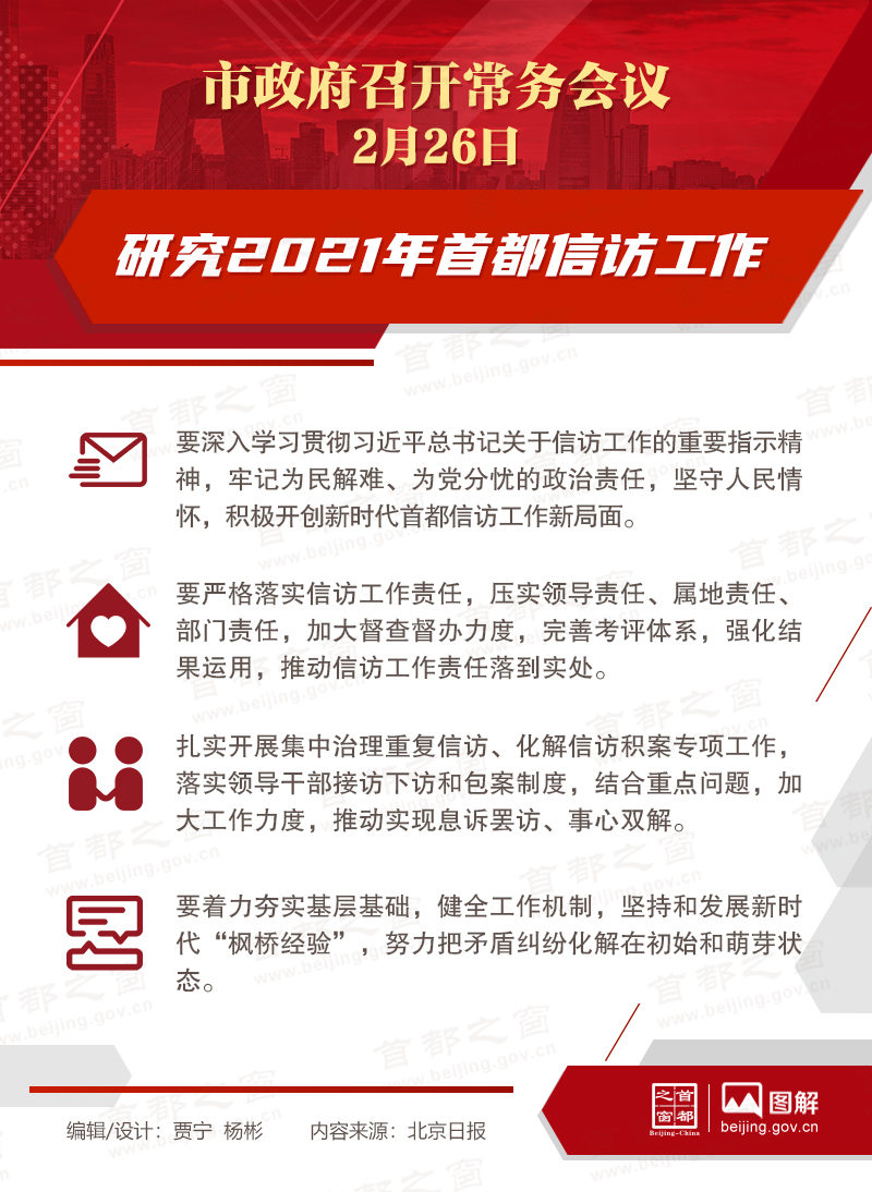 市政府常務會議：研究2021年首都信訪工作