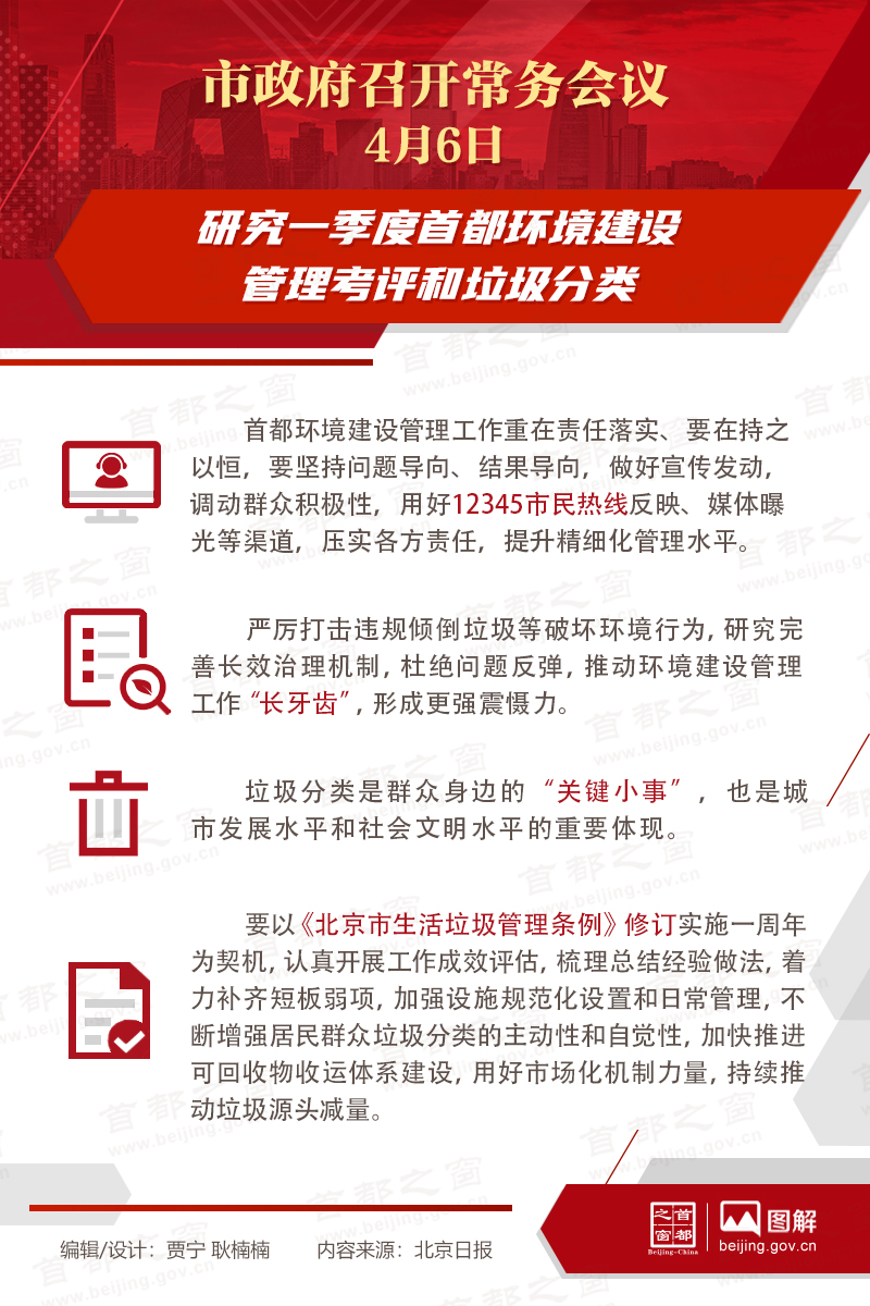 市政府常務會議：研究一季度首都環境建設管理考評和垃圾分類