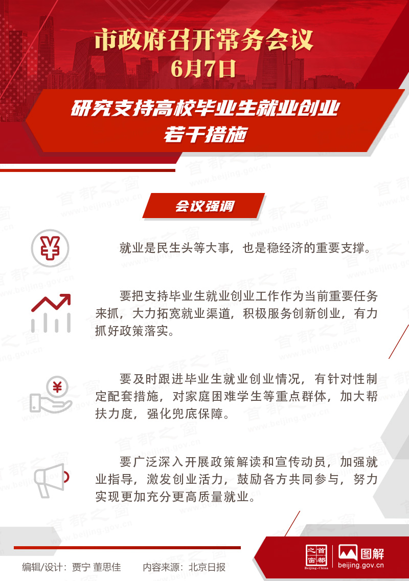 市政府常務會議：研究支持高校畢業生就業創業若幹措施