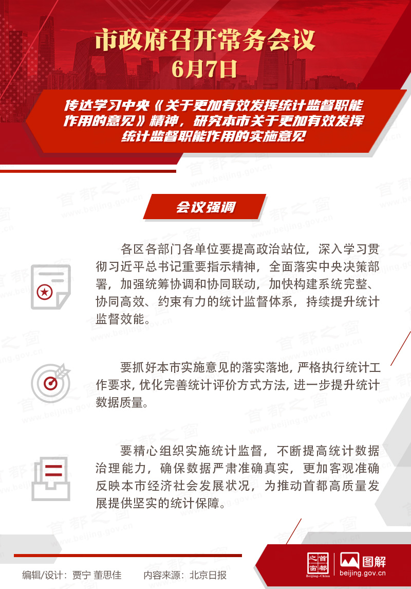 市政府常務會議:傳達學習中央《關於更加有效發揮統計監督職能作用的意見》精神,研究本市關於更加有效發揮統計監督職能作用的實施意見 市政府常務會議:傳達學習中央《關於更加有效發揮統計監督職能作用的意見》精神,研究本市關於更加有效發揮統計監督職能作用的實施意見