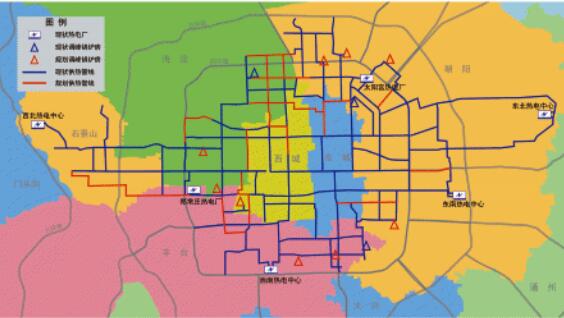 圖4 2020年北京市中心大網供熱布局示意圖